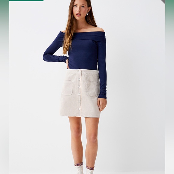 Twik Button Front Cordoroy Mini Skirt - - Picture 4 of 11